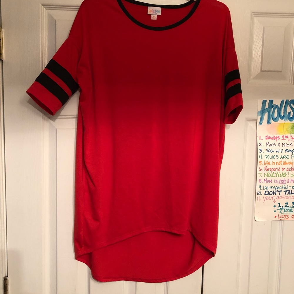 Lularoe xxs Irma Red with black stripes  NWOT